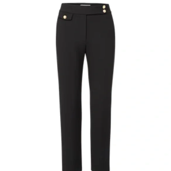 Veronica Beard Black Renzo Crest Button Pant with Gold Button Detail. Size 8. - Picture 1 of 6